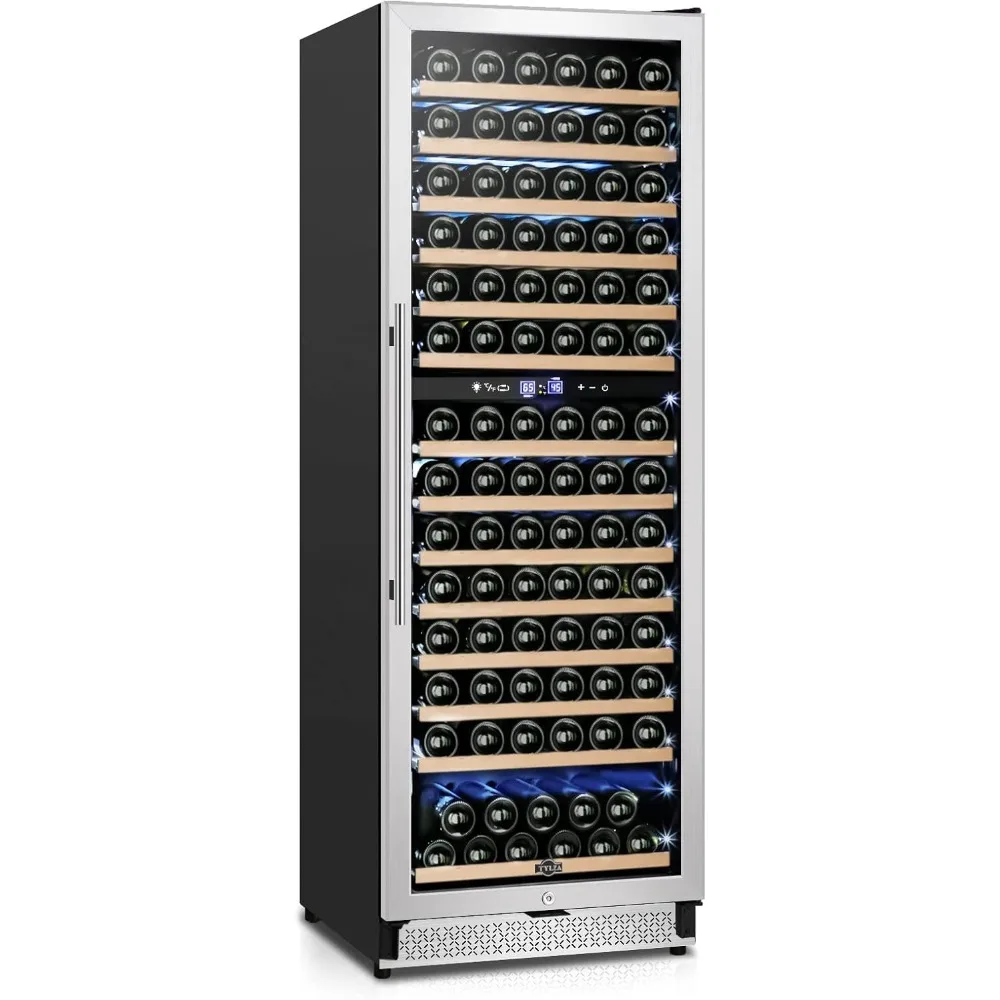 

24 Inch Wine Fridge Dual Zone, 154 Bottle Wine Cooler Refrigerator With Stainless Steel and Professional Compressor