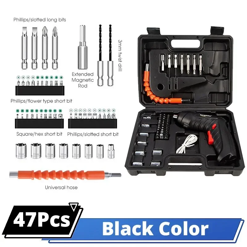 3.6V Cordless Electric Screwdriver Set, 47 PCS, 1800mAh Battery Powered Portable Power Tools for Household Maintenance