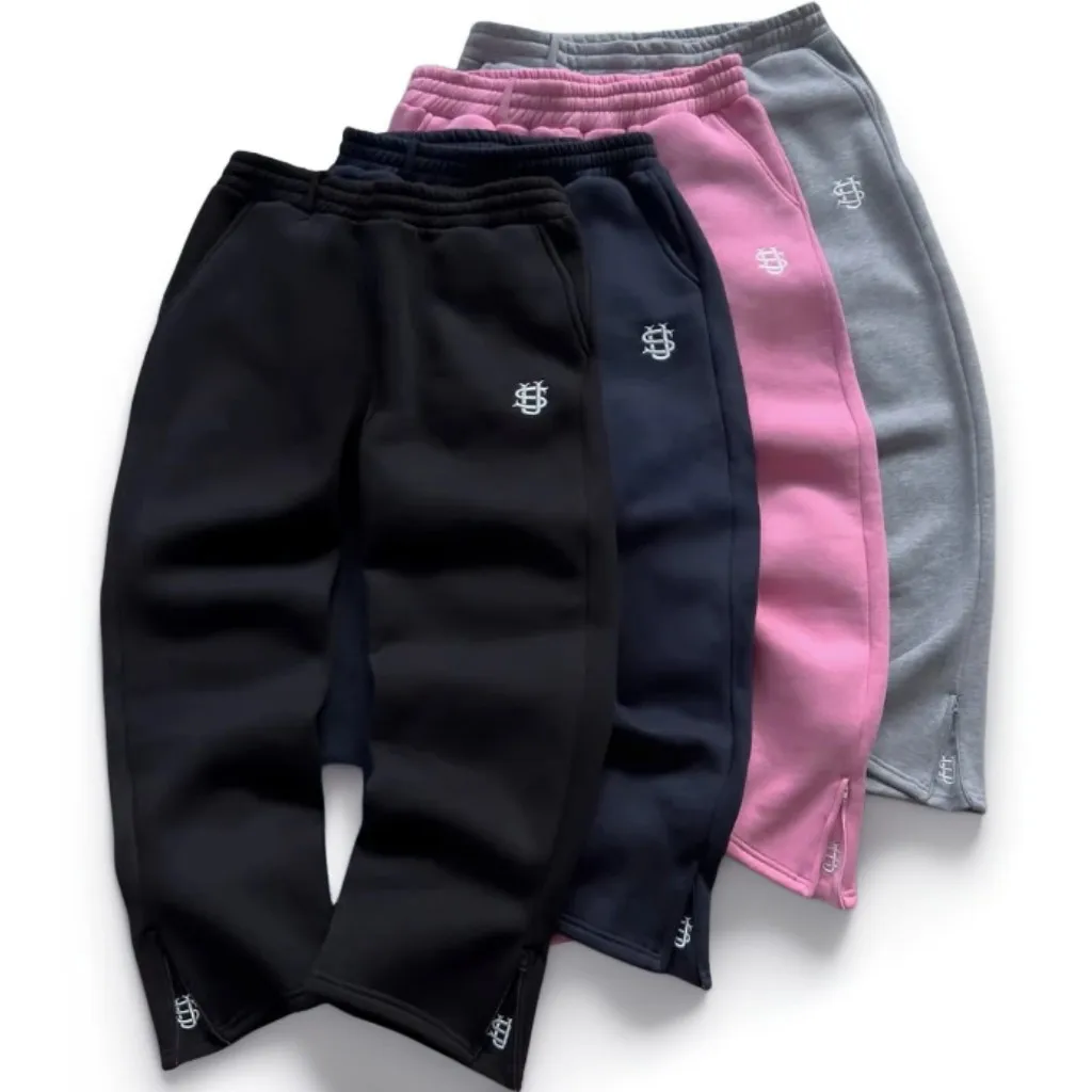 

Модные прямые брюки для пар с карманами дополнительного размера Y2K, мужские брюки для бега, свободные широкие брюки с вышитым логотипом Su