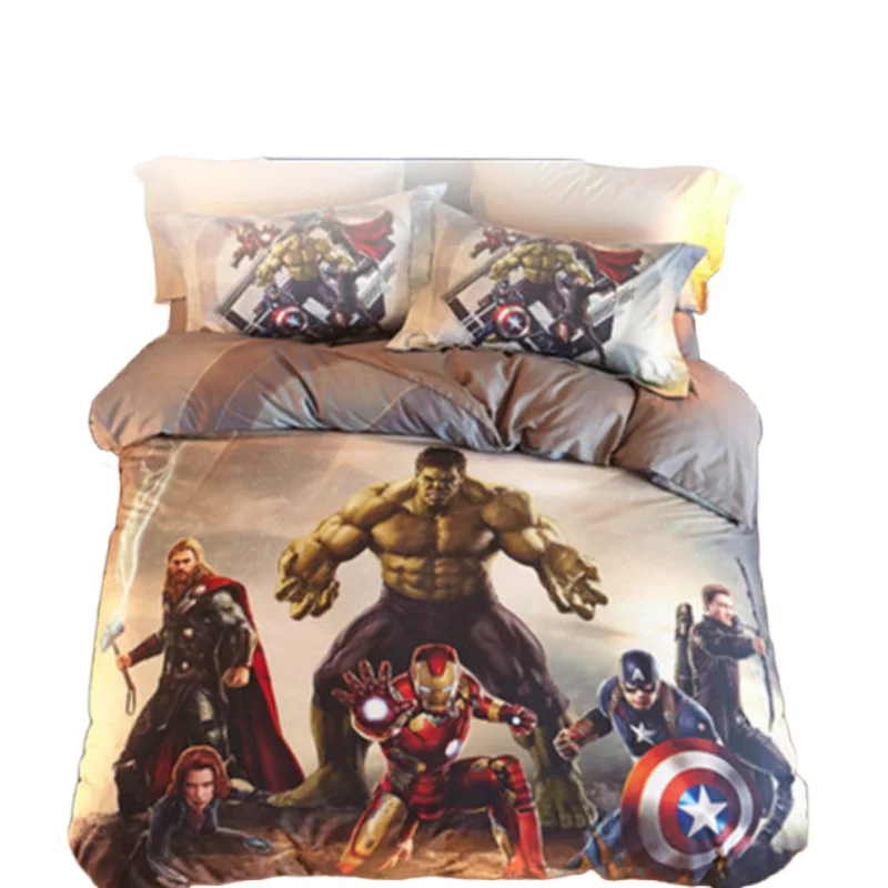 

Marvel Avengers Alliance Anime Peripheral Children's Quilt Cover Cotton Three-piece Set Creative Iron Man Four-piece Bedding Set