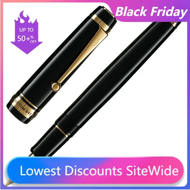 New Pilot 845 18K Gold Fountain Pen Black Colors Gold/Silver Blade Big Size Nib F/M 0.5/0.7mm Ink Pen Luxury Office Stationery