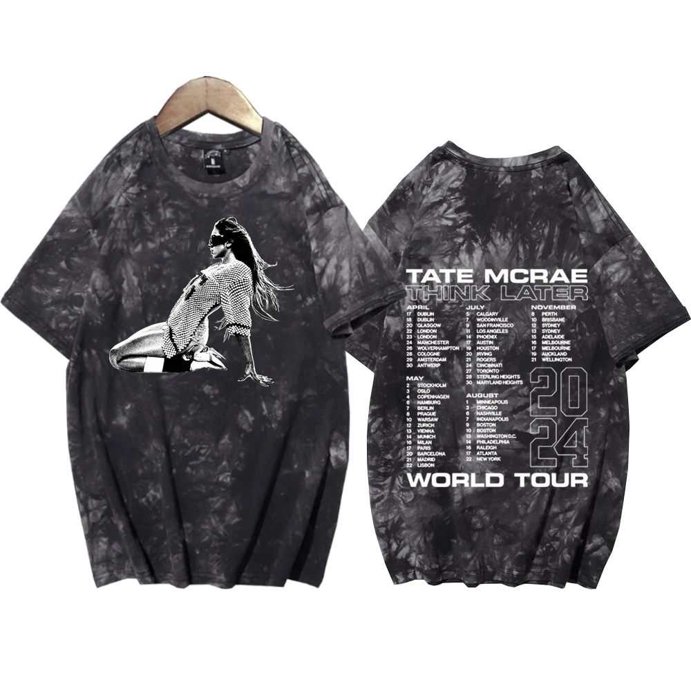Tate McRae 2024 Tour Tie Dye Shirts Harajuku Hip Hop Rundhals Kurzarm T-Shirt