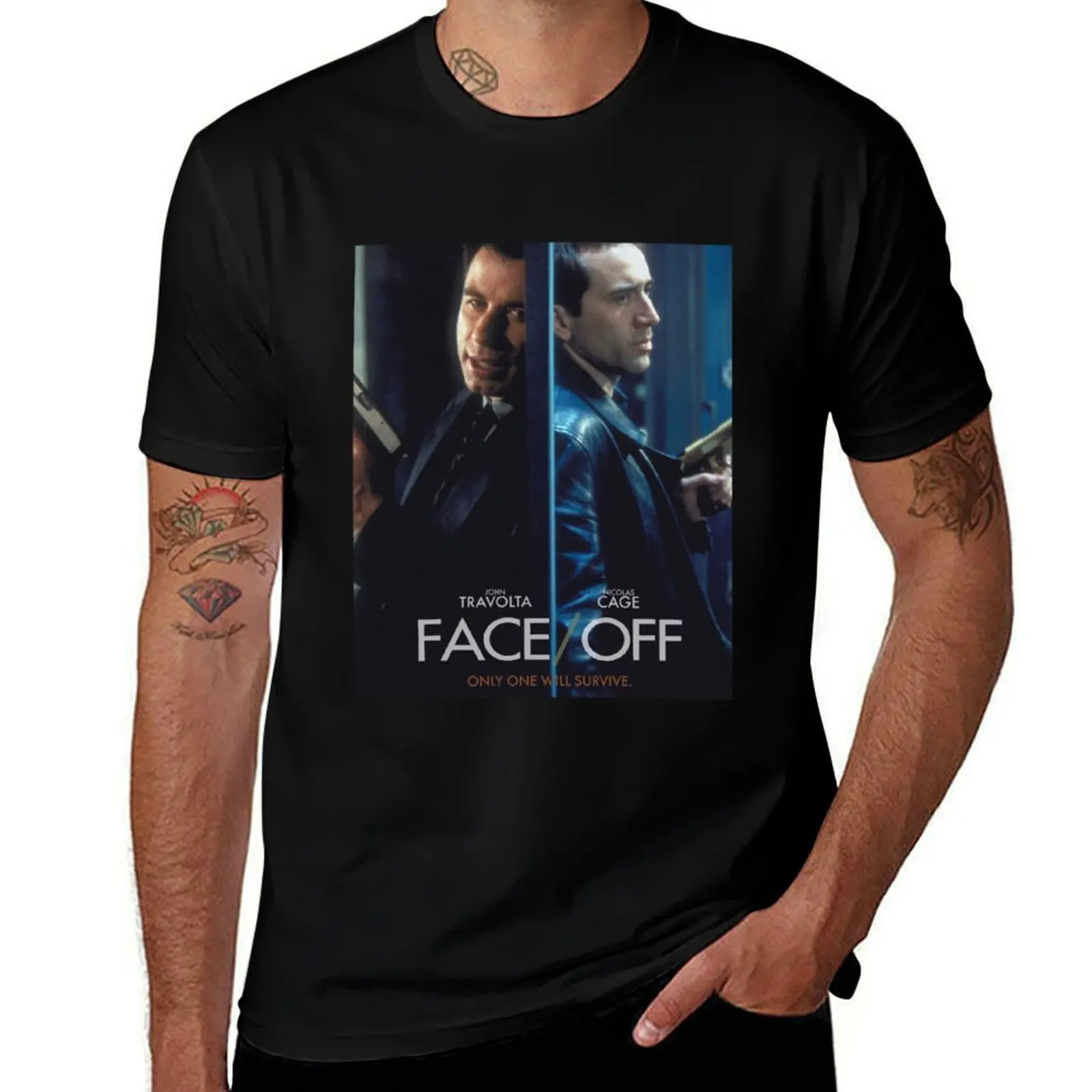 

survive Only t shirts fit for will T-Shirt t shirts John man slim Travolta man one cotton Cage Nicolas FaceOff