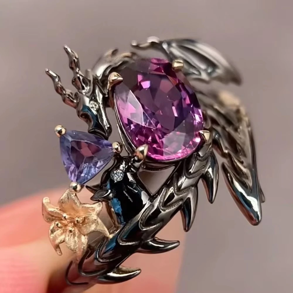 게임 러브 앤 딥스페이스 실러스 코스프레 반지 조절 가능한 합금 손가락 반지 꽃 장식