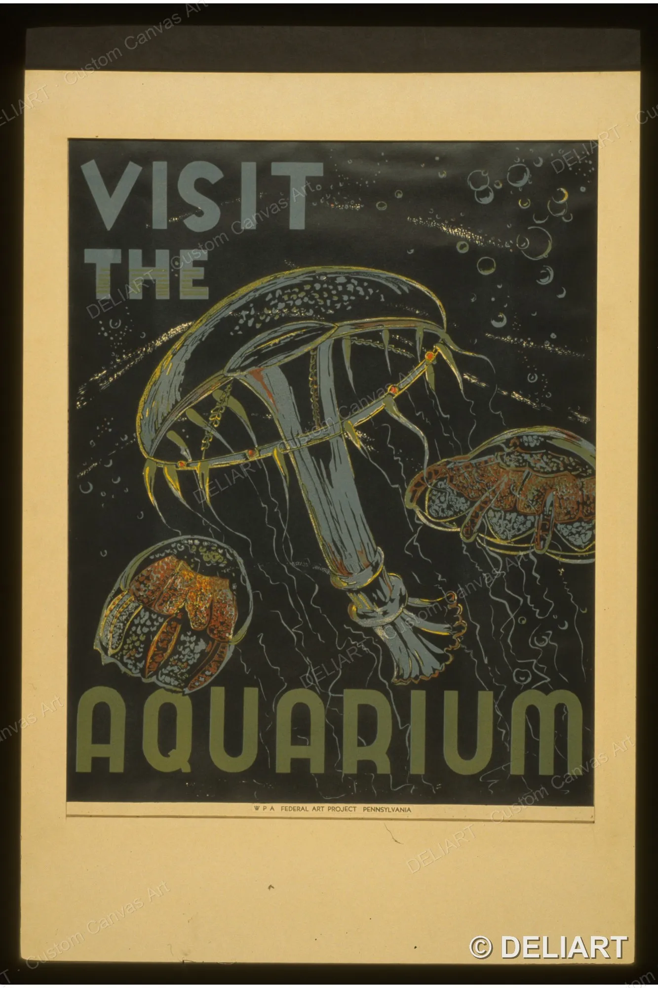 Visit the aquarium Vintage Travel Canvas Wall Art Poster Print Retro Tourism Advertising Nostalgic Home Decor Unframed
