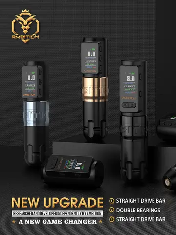 एम्बिशन सोल्जर मैक्स वायरलेस टैटू मशीन पेन डबल बेयरिंग स्ट्रेट रॉड 2400mAh कलर स्क्रीन बिलिंग बैटरी कोरलेस मोटर 10 best sales टैटू मशीन - №10