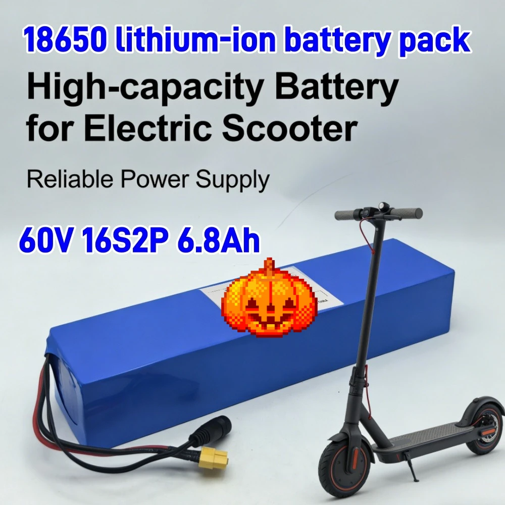 

Batterie Lithium-ion 60V 16S2P 18650, 67.2V, 6800mAh, Pour Scooter Électrique, Avec Prise Et Chargeur BMS 1000W BMS XT60/T