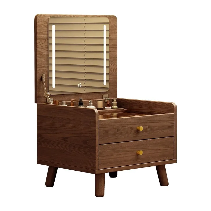 Bay window dresser bedroom small apartment mini makeup table Internet celebrity Nordic style multi-functional solid wood clamshe