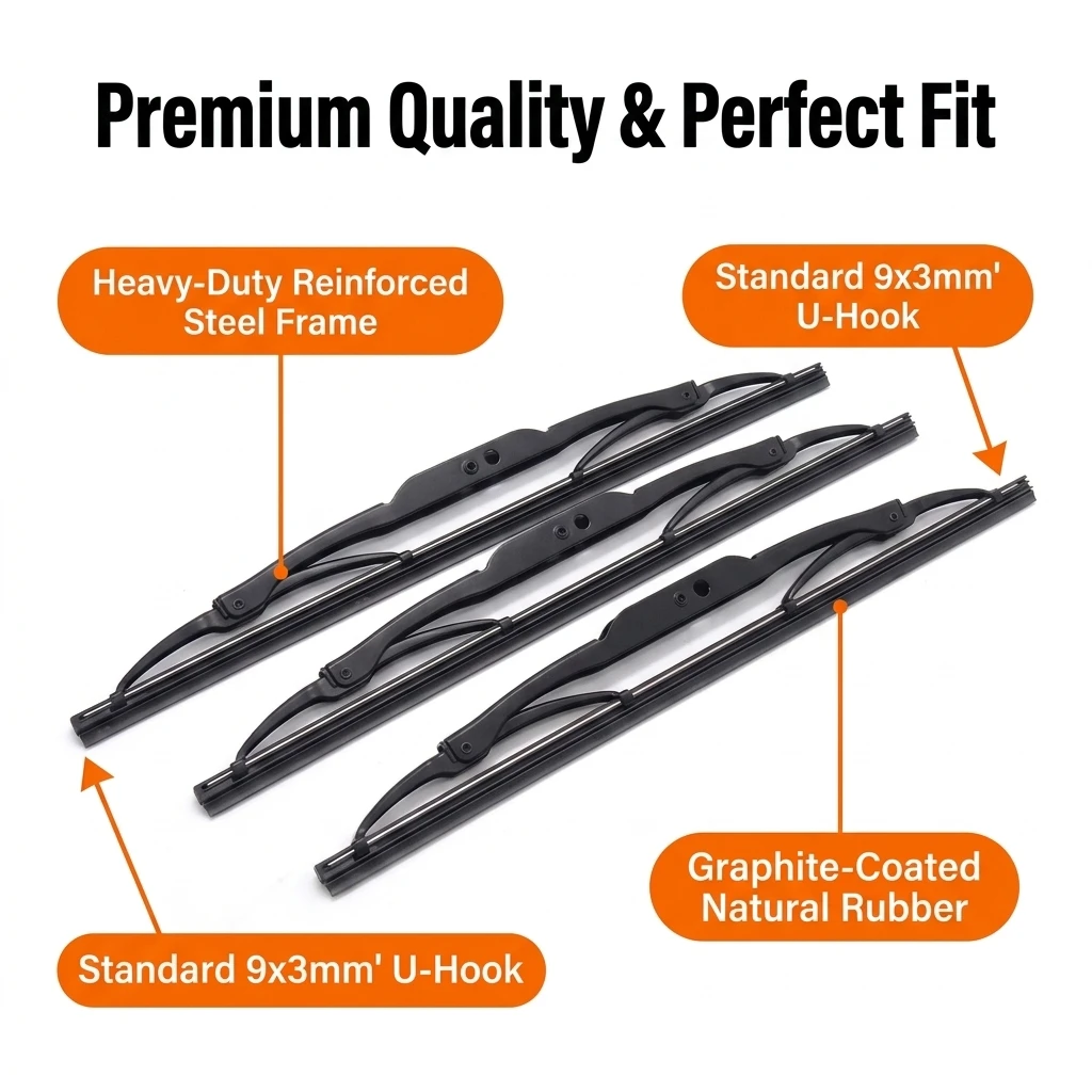 3-Piece Full Set Windshield Wiper Blade for Land Rover Defender 90 110 130 (1986-2016) - 13