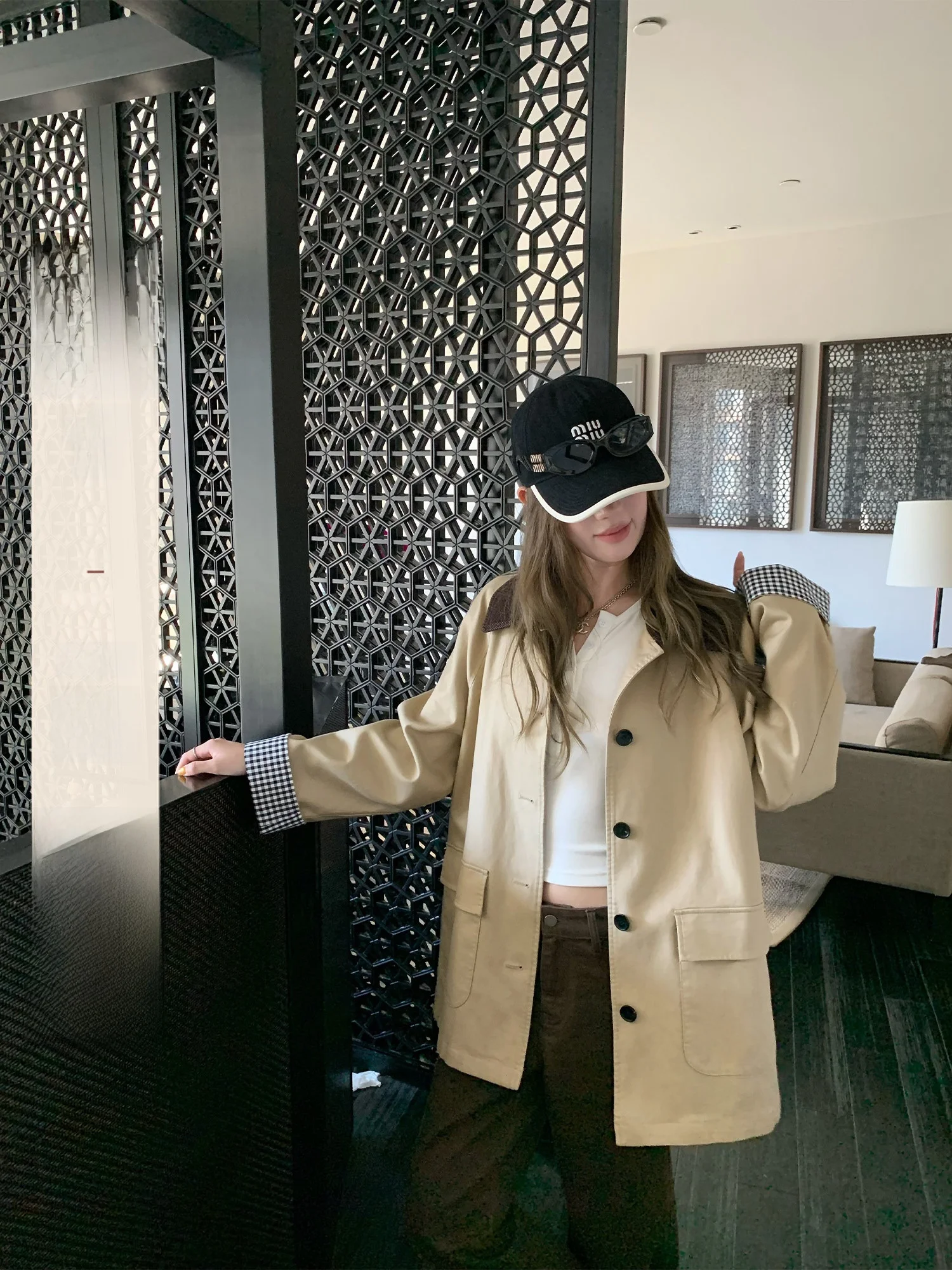 

Женское удлиненное пальто Hhi Sydney Autumn в корейском стиле, свободного кроя, с элементами британской моды, оверсайз, для повседневной носки, удлиненное, с длинными рукавами