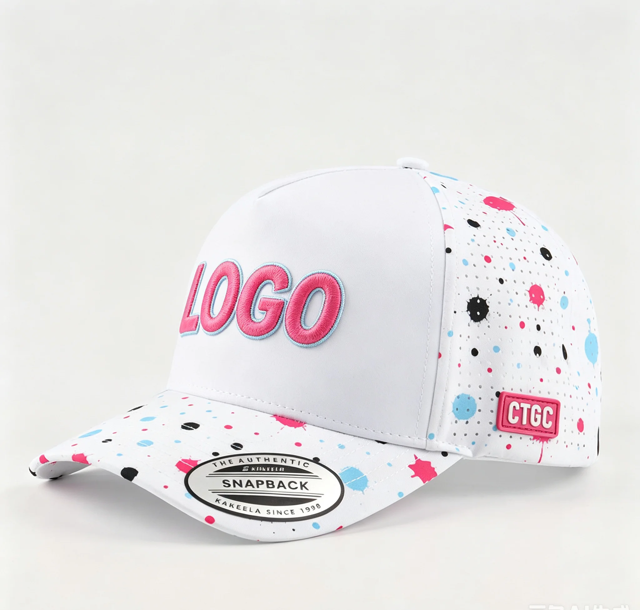 Custom 5 Panel Golf Hat with 3D Logo All Print Polyester Sublimation Curved Brim Baseball Cap Wholesale OEM ODM