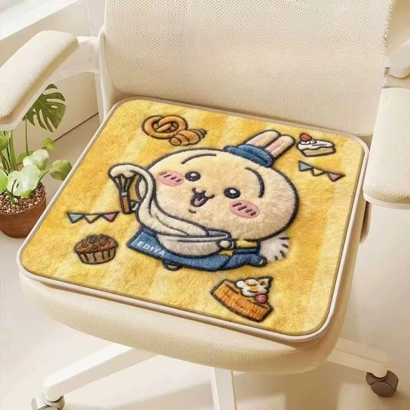 Chiikawa Usagi Hachiware Chair Cushion Thick Velvet Soft Skin Friendly Insulated Warming Pad Office Dorm Cozy Washable Kawaii