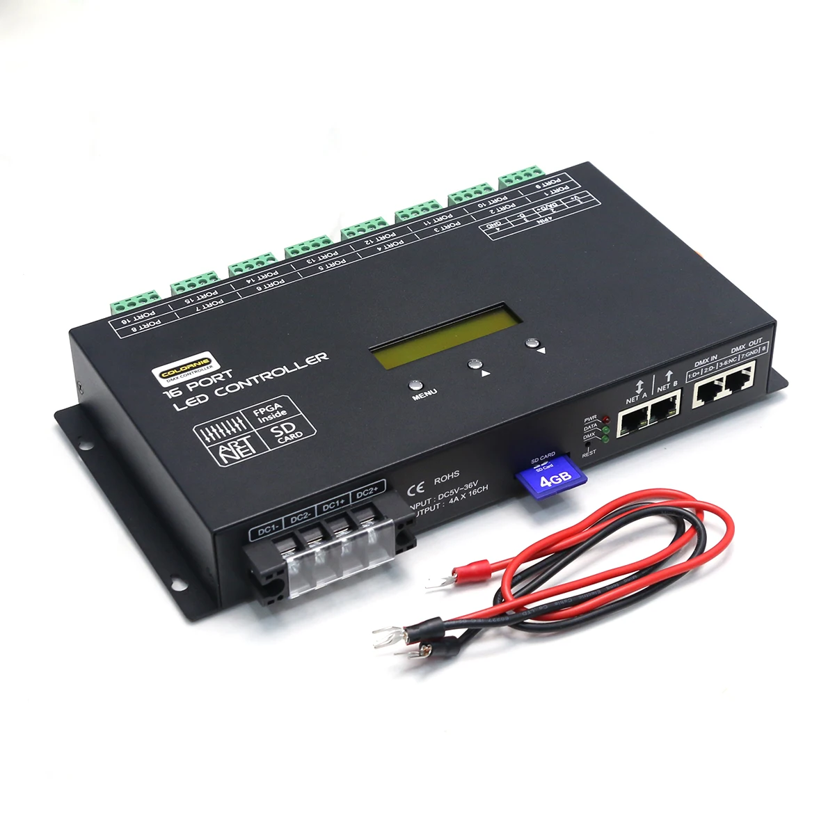 

Новый 16-портовый SPI-контроллер ArtNet Resolume DC5-36V WS2815 WS2811 WS2812 DMX512 Автономный SD-плеер с эффектом KTV Контроллер освещения
