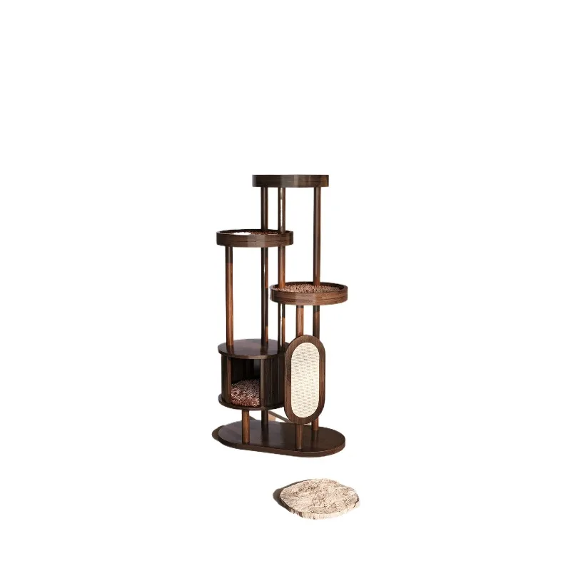 New Chinese-style all-solid wood cat rack black walnut cat villa