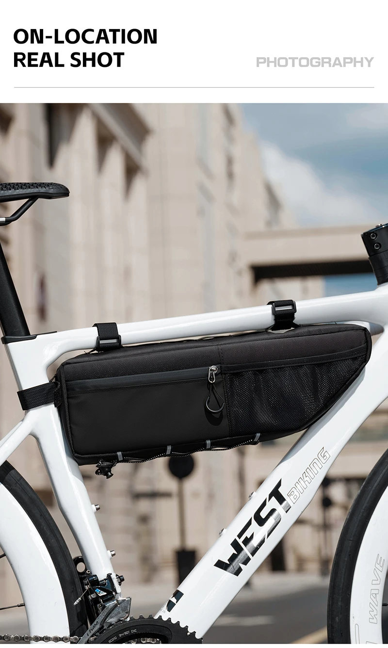 WEST BIKING 2,6L Fahrrad-Oberrohrtasche Große Kapazität Kratzfest Wasserdicht Fahrradrahmentasche MTB Rennrad Zubehör – Detail 14
