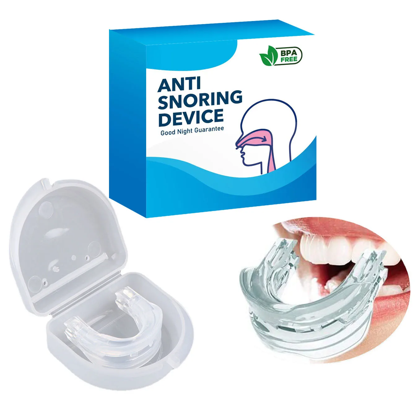 

Adjustable Anti snoring Mouthpiece Comfortable Good Quality Good Grade Anti-snore Device Dental Mouth Guard for Preventing Snore