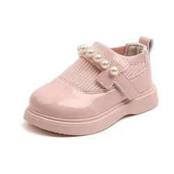 Toddlers Girls Casual Shoes Beading Princess Kids Flats Stretch Fabric Slip-on Fashion Children Shoes Spring Autumn Brand New