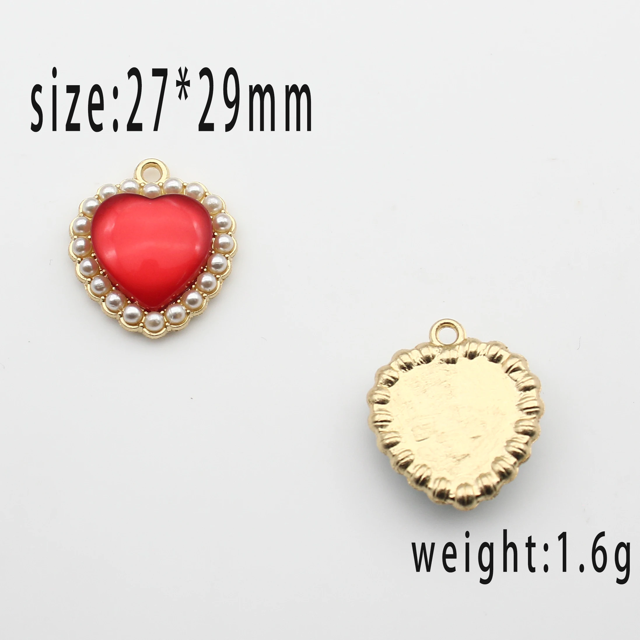 Vintage Gold Heart Cat Eye Stone Pendants 10Pcs/Pack 27×29mm Pearl Edge Charms for Handmade Jewelry Decoration