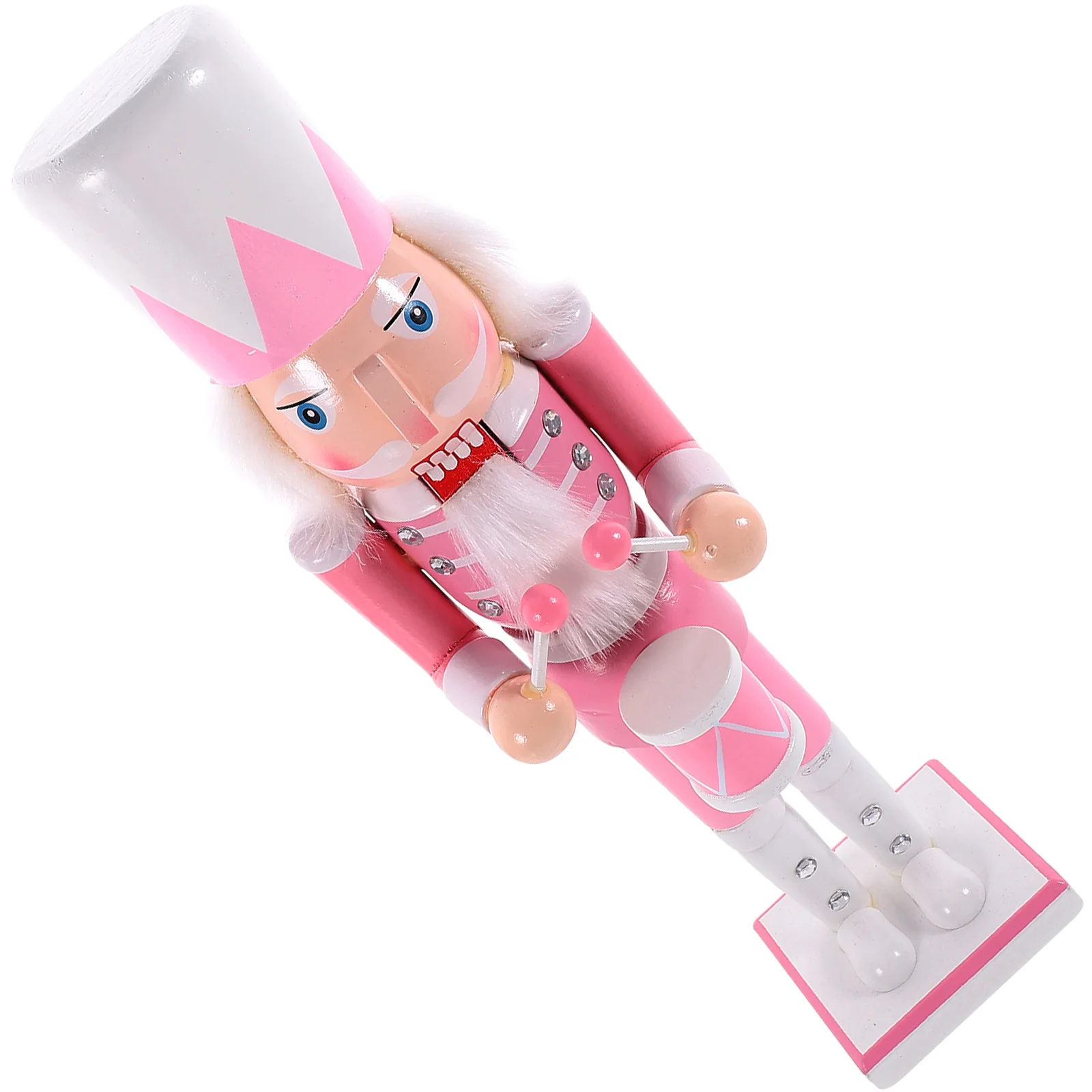 

1pc Pink Wooden Nutcracker Soldier Ornament 25cm Christmas Decor Desktop Traditional Gift Xmas Home Festive Figurine