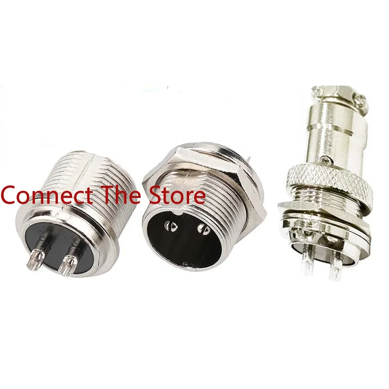 3PCS GX16-2 Core Through-wall Male Aviation Socket Connector M16-2 Series Power Adapter Supplied By The Manufacturer