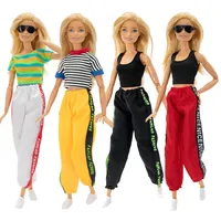 Leisure Sports Suit Style for 1/6 Fashion Doll Clothes Vest Pants Girls Accessories Toy for Children Bjd Tracksuit Short Sleeved