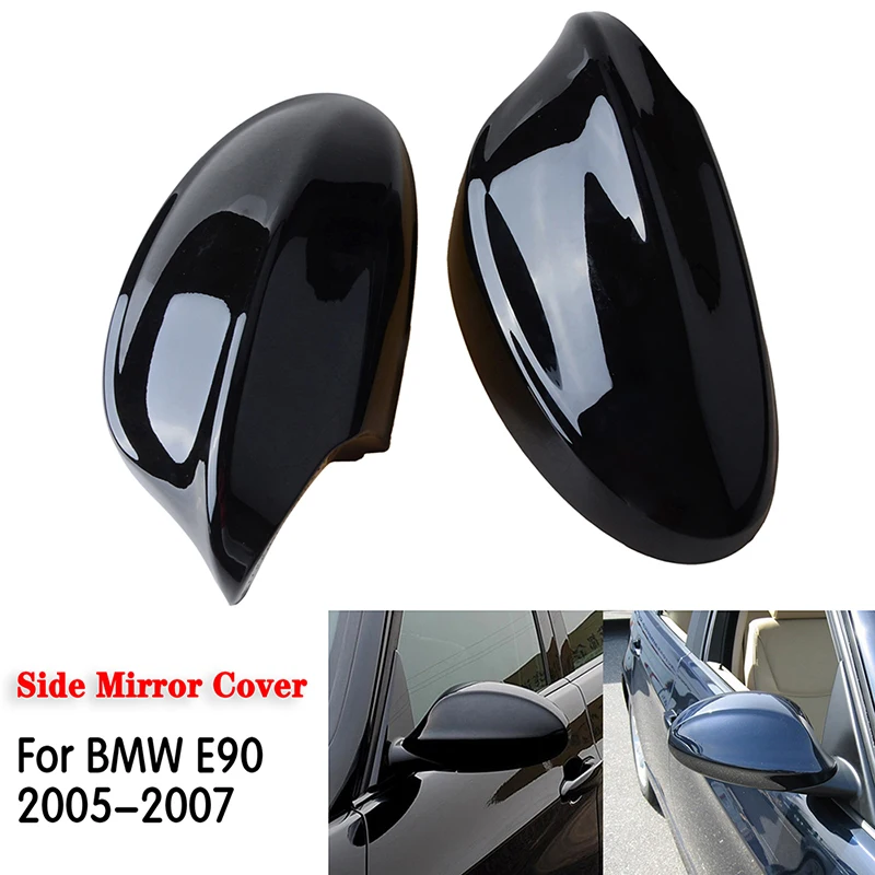 For Bmw 3 Series E90 E91 E92 E93 2005-2008 Pre Facelift Rearview Mirror Cover Glossy Black Side Wing Housing Trim Set