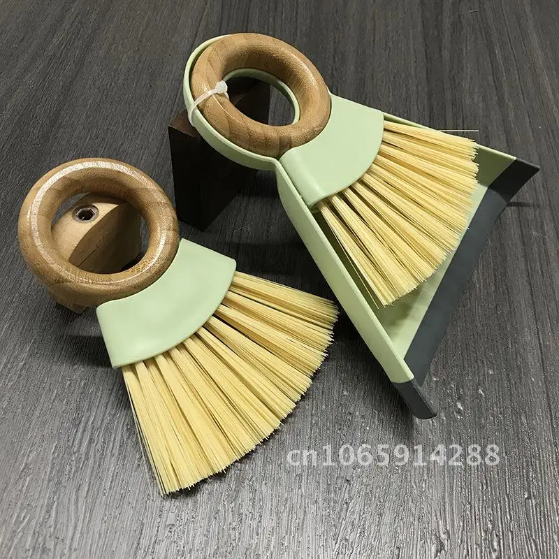 

Spot Mini Small Broom And Dustpan Set with Desktop Cleaning Brush Household Essential - PP+PET Material in Natural Wood Color
