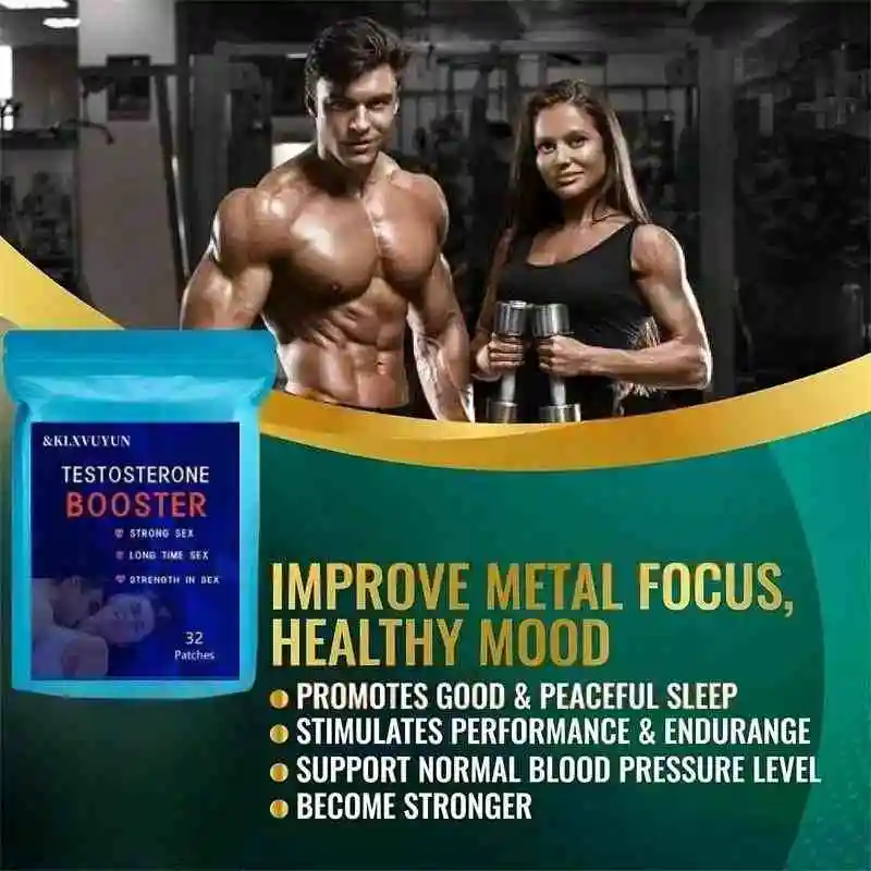 Testosterone Booster untuk pria dengan rumput kambing Horny, patch akar Maca Transdermal, kekuatan Stamina energi 32 Patch