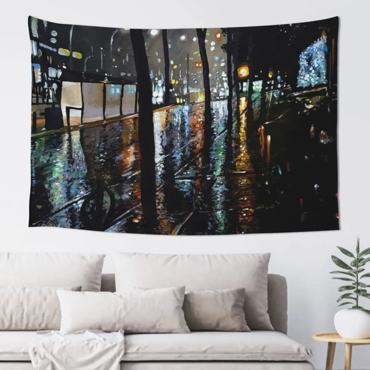 

Night City Rain - 1 Tapestry Hanging Wall Cute Room Decor Home And Comfort Decor Outdoor Decoration Tapestry