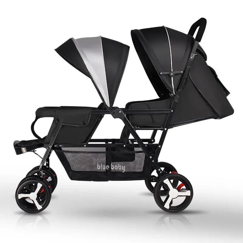 

High Landscape Twin Baby Stroller Lightweight Foldable Suitable for Sitting Lying Down Second Child Double Baby BB Stroller