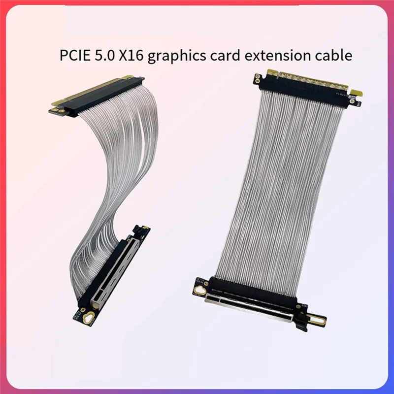 

AT93-Pcie 5.0 X16 Удлинительный кабель для видеокарты GPU PCI-E 5.0 Gen5 64 ГБ/с Посеребренный кабель 90 ° Прямоугольный стояк кабеля