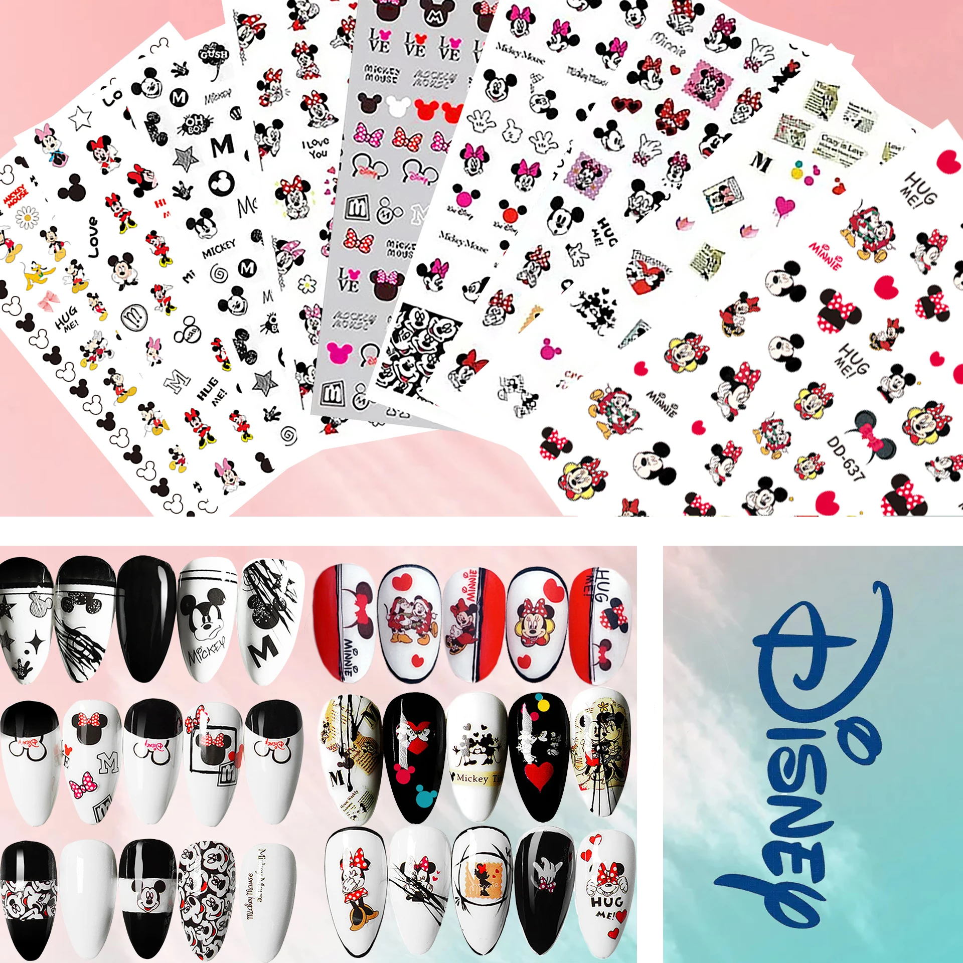 

10PCS Cartoon Mickey Mouse Donald Duck Nail Sticker Nail Art Decoration Anime Winnie the Pooh Tigger Sticker Nail Parts Nails