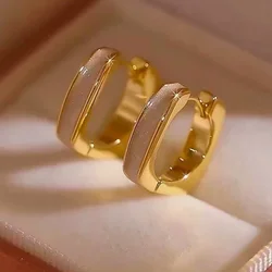 2024 New Fashion Trend Oil-dropping Geometric Square Earrings for Women Simple Retro Temperament Ear Buckle Luxury Jewelry Gift