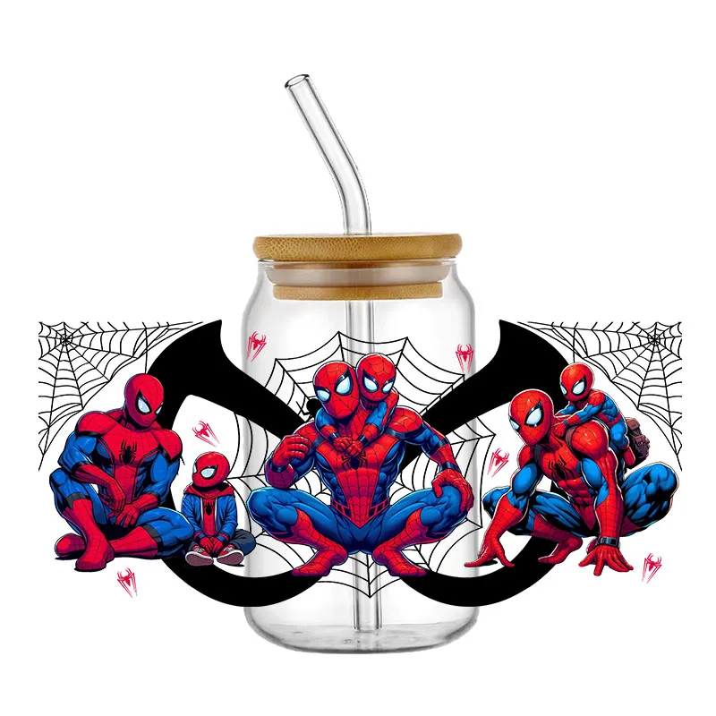 Spiderman 3D Wrap Transfer Sticker For 16oz Libby Glass Design Cup Wraps Decal Waterproof Mug UV DTF Stickers