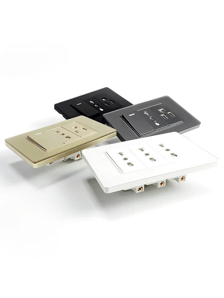 Prise d'interrupteur mural en verre trempé blanc, prise chilienne italienne USB type-c 20W, charge rapide, double USB pour le bureau et la maison
