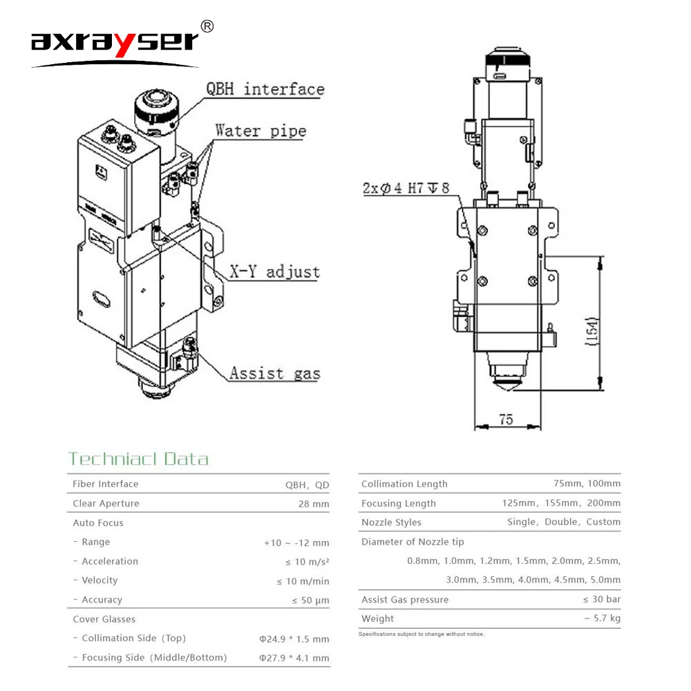 Raytools BM111 رأس القطع بالليزر ياسكاوا سيرفو سائق عالي الأداء التركيز التلقائي 0-3300 واط F125 F155 F200 #5