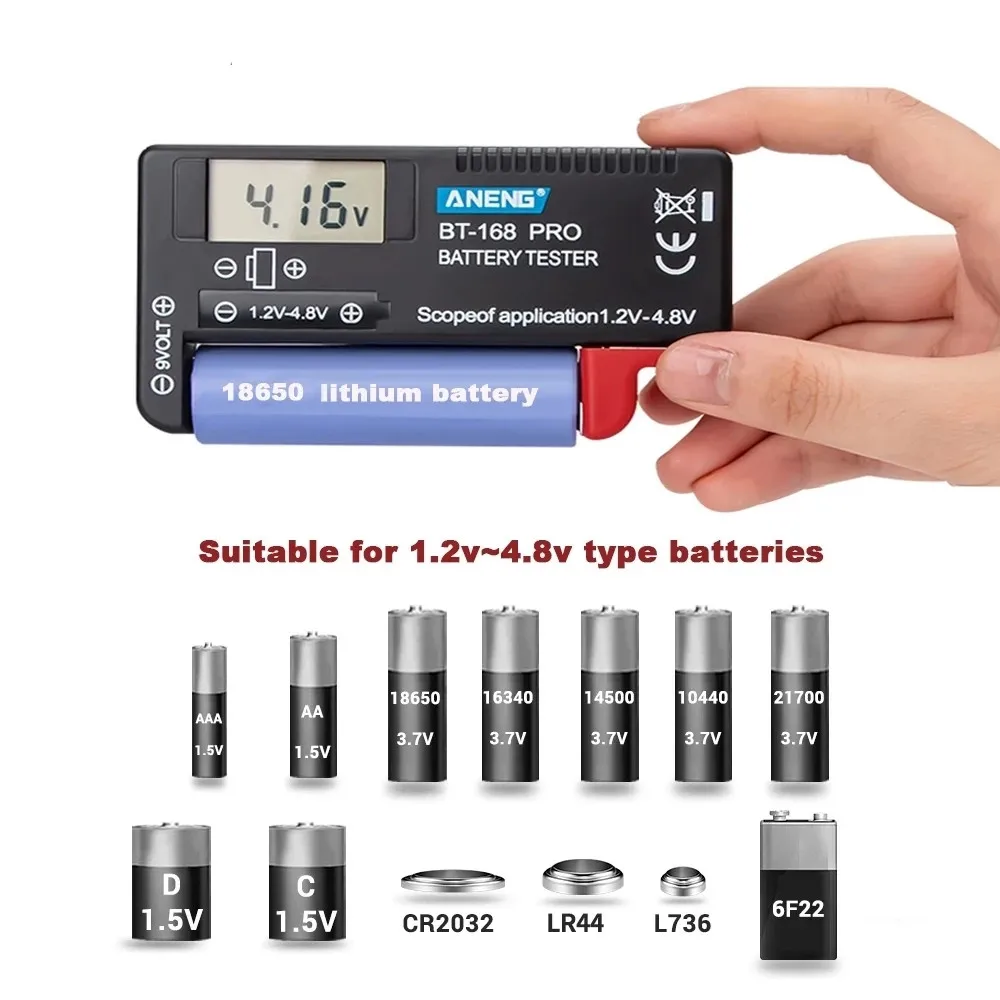 official AN-168 Digital Lithium Battery Capacity Tester Checkered load analyzer Display Check AAA AA Button Cell Universal test