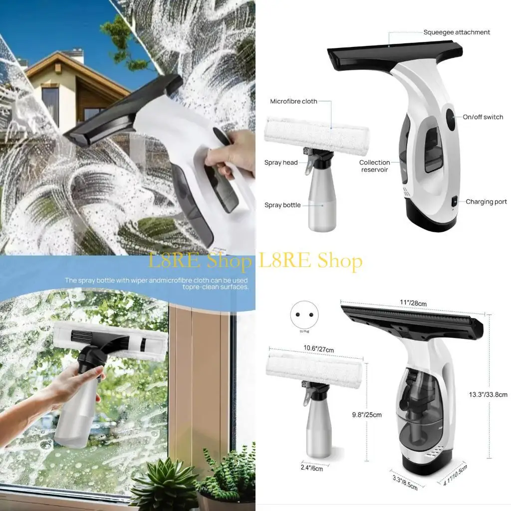 L8RE النافذة المحمولة منظف الزجاج اللاسلكي تنظيف اللاسلكي مع إعادة شحن