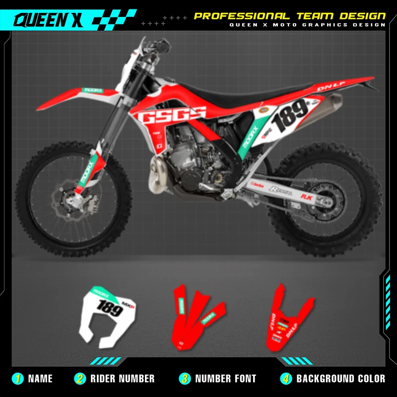 QUEEN X MOTO Motorcycle Team Graphics Decal & Sticker Kit For GASGAS 2012 2013 2014 2015 2016 2017 EC 004