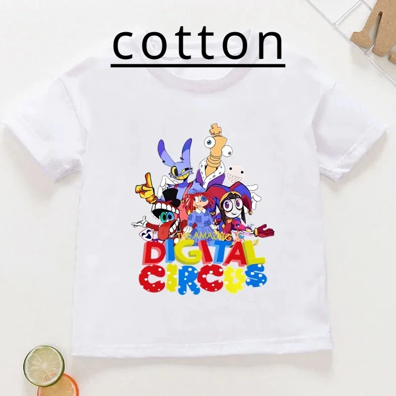 Brand The Amazing Digital Circus Print Kids Cotton T Shirt Summer Top Baby Boy Girl Clothes Cartoon Children Short Sleeve Tshirt