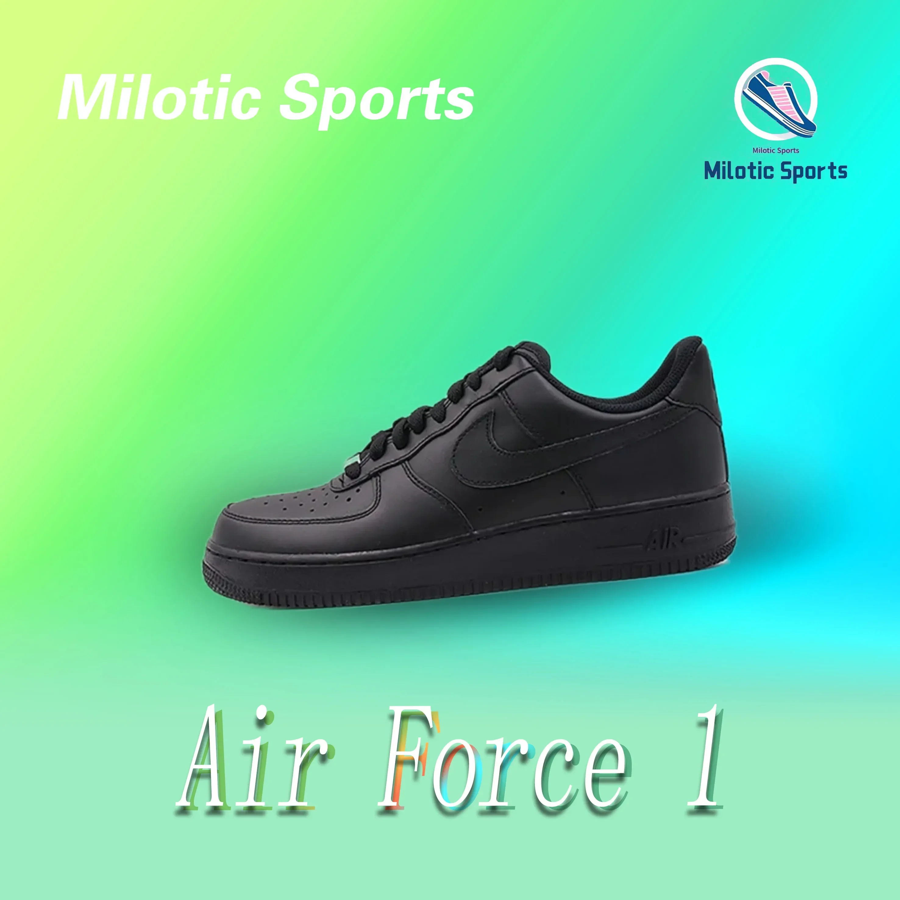 Nike Air Force 1 Comfortable and versatile non-slip wear-resistant Black Knight low-top board shoes black