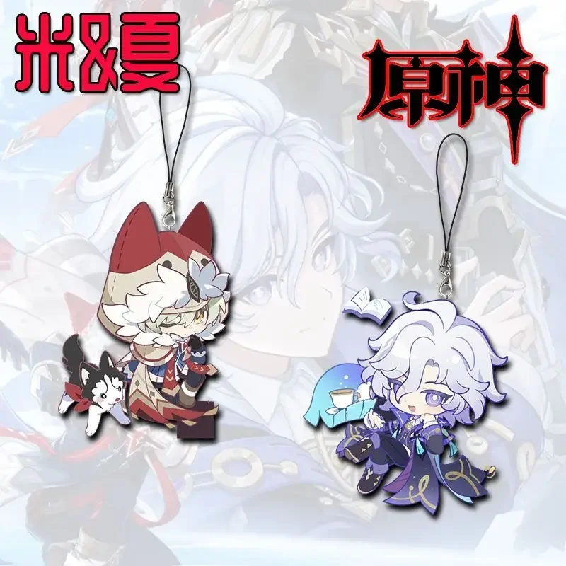 Fashion Genshin Impact Alyosha Mitya Cartoon Acrylic Cellphone Strap Lanyard For Mobile Phone Case Keychain Key Chain Cover Hang