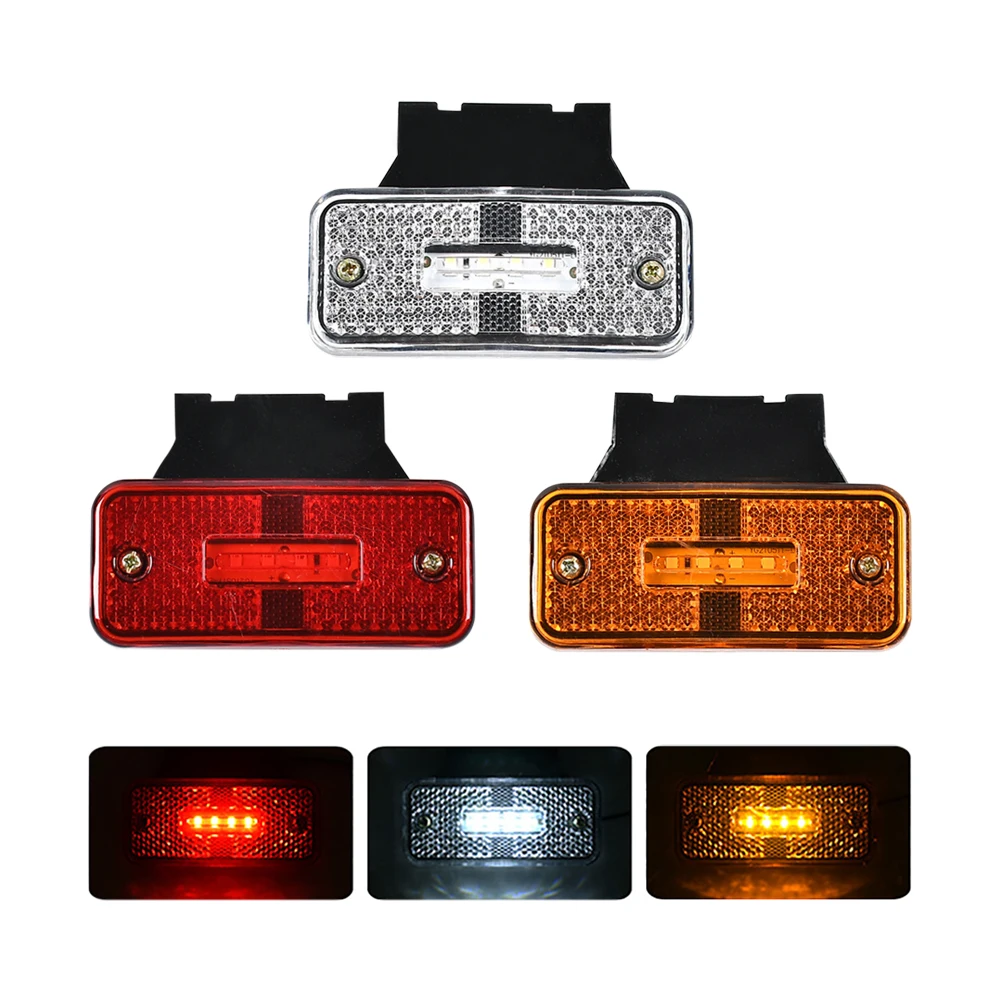 NEW 1pc 24V LED Side Marker Light with Bracket, Turn Signal Clearance External Warning Tail Lamp for Car Truck RV Trailer
