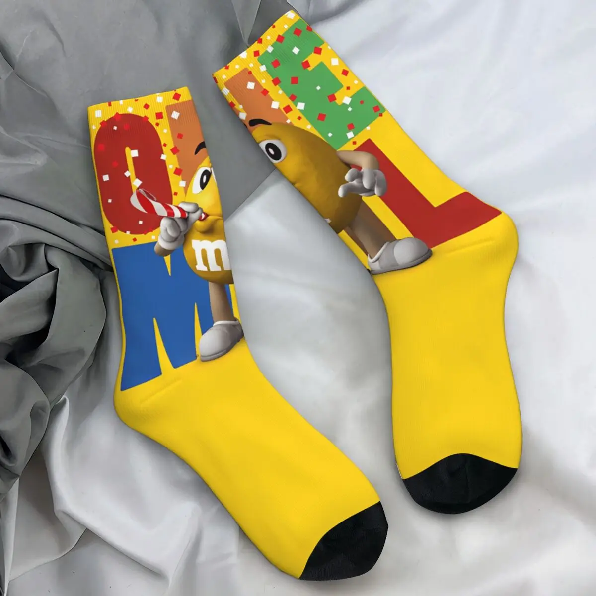 Adults Men Socks M Chocolate Cartoon Colorful Hip Hop Stockings Winter Funny Warm Soft Socks Custom Skateboard Non Skid Socks