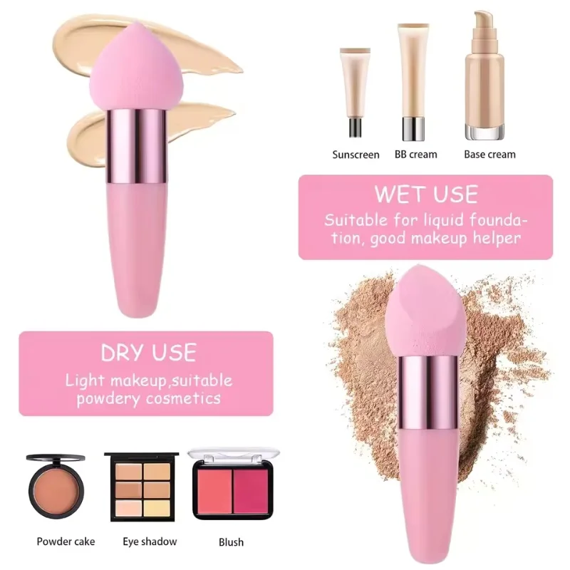 3-piece set: women's foundation puff and makeup brush, mushroom-shaped face concealer blending brush, practical makeup tools.
