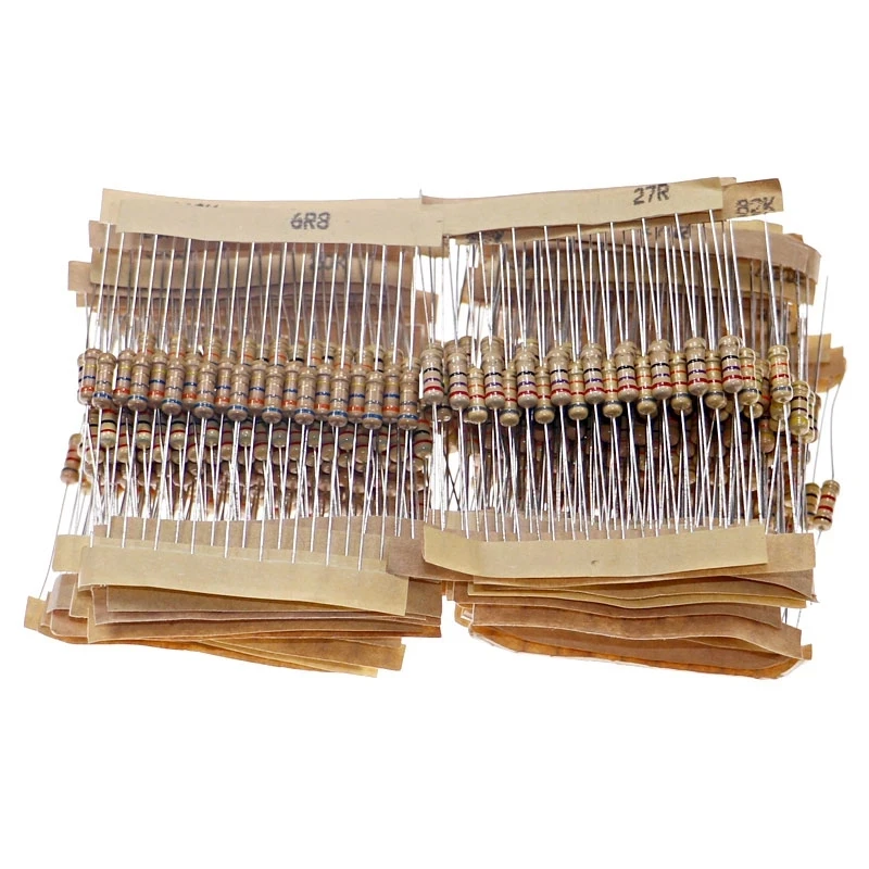 

500pcs/Box 50 Values Each 10pcs 1/2W 0.5W 5% 1.2 1M Carbon Film Resistor Assorted Kit set