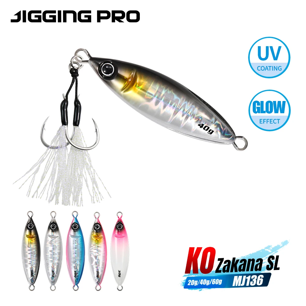 JIGGING PRO SLJ Metal Jig 20g 30g 40g Tail Weighted Shore Casting Jigging Lure Irregular Falling Artificial Bait Fishing Tackle