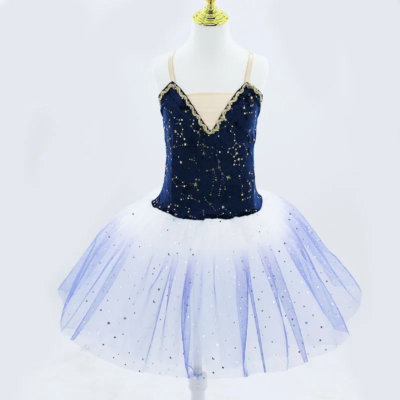 Robe de Ballet Violet pour Enfant, Costumes de Performance, Jupe Tutu avec Bretelles Réglables, Robe de Ballerine, Justaucorps pour Fille