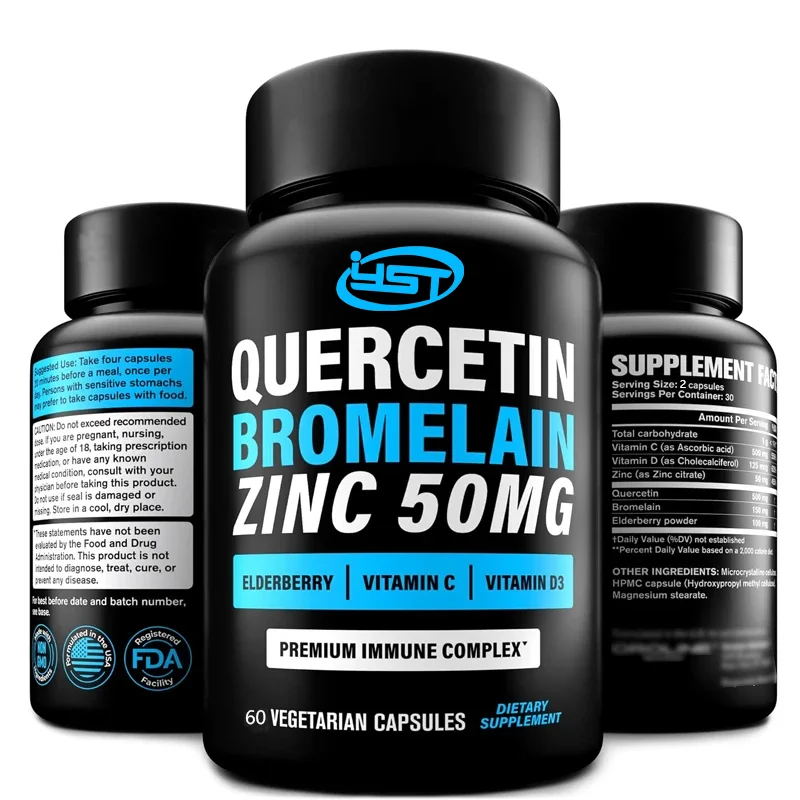 Quercetin 500mg Supplement - Antioxidant and Immune Health Support Zinc Quercetin 6-in-1 Black Elderly Wood Supplement