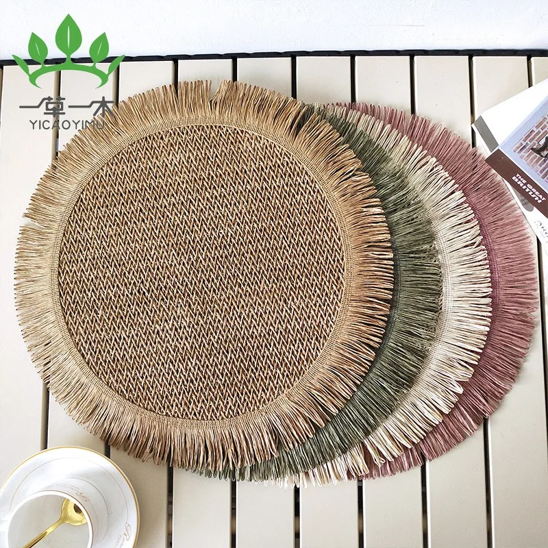 3pcs/set Disposable Paper Tassel Placemat Elegant Western Dining Table Pad Home Wedding Party Table Decorations